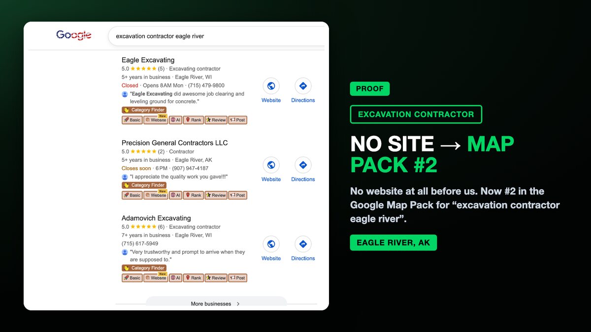 Excavation contractor Google map pack