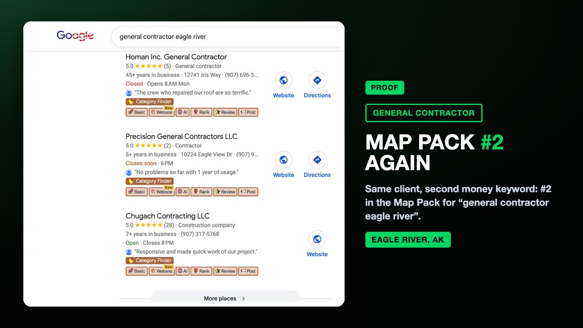 General contractor Google map pack
