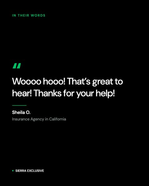 Client review: Sheila O., insurance agency, California