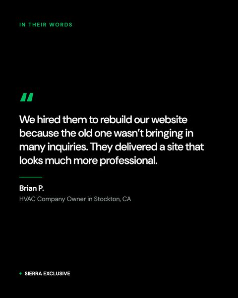 Client review: Brian P., HVAC company owner, Stockton CA