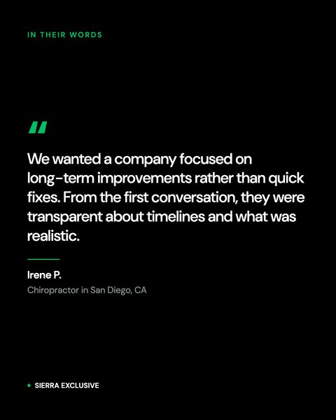Client review: Irene P., chiropractor, San Diego CA