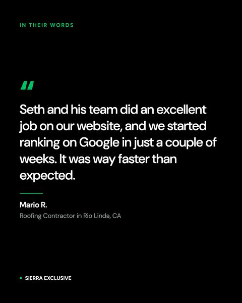 Client review: Mario R., roofing contractor, Rio Linda CA