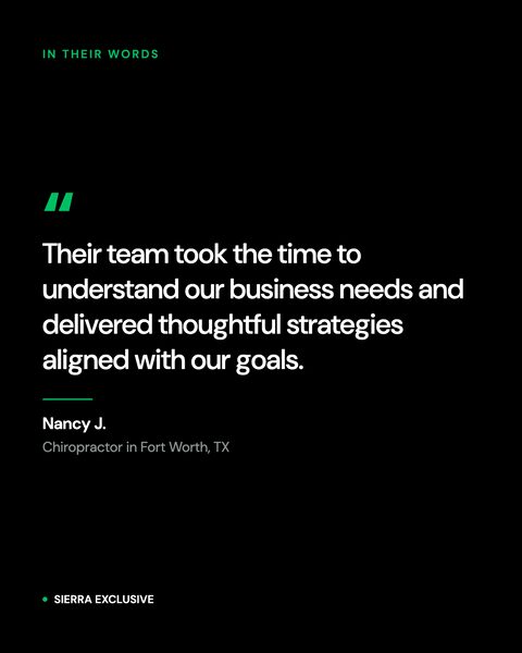 Client review: Nancy J., chiropractor, Fort Worth TX