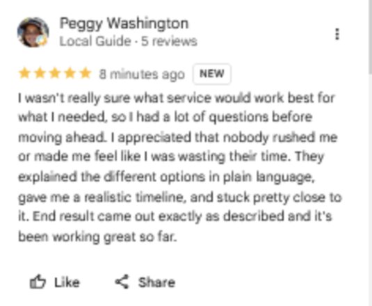 5-star review screenshot